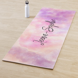 Pink watercolor yoga mat