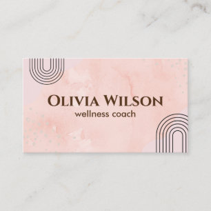 Pink Watercolor Yoga Wellness Coach Business Card