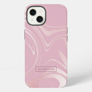 Pink watercolors swirly background iPhone 13 case