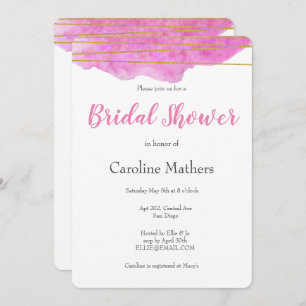 Pink Watercolour Bridal Shower Invitation