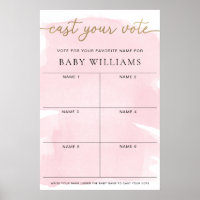 Pink Watercolour Cast Your Vote Baby Name Voting