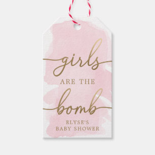 Pink Watercolour Gold Bath Bomb Favour Tag