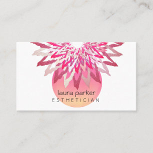 Pink Watercolour Lotus Flower Beautician Massage Business Card