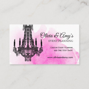 Pink Watercolour with Chandelier Business Cards