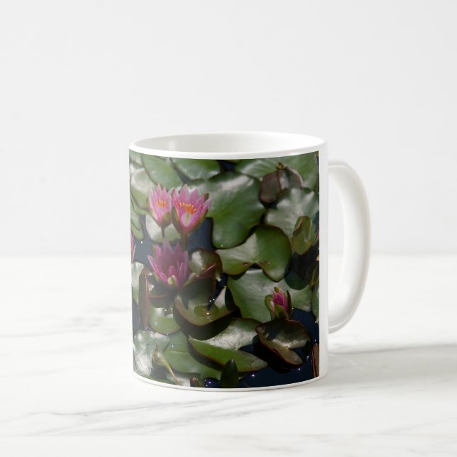 Pink Waterlilies Coffee Mug (Front Right)