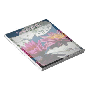 Pink waterlilies personalised notepad
