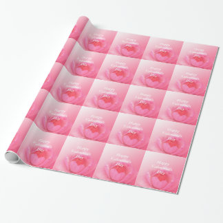 Pink waterlily flowers happy Valentine's Day gift Wrapping Paper