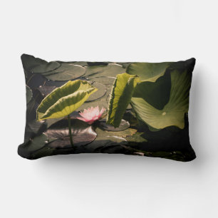 Pink waterlily lumbar cushion