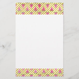 Pink Watermelon and Yellow Stripe Summer Pattern