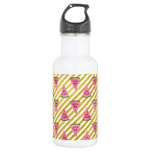 Pink Watermelon and Yellow Stripe Summer Pattern 532 Ml Water Bottle