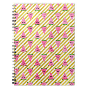 Pink Watermelon and Yellow Stripe Summer Pattern Notebook