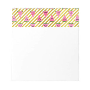 Pink Watermelon and Yellow Stripe Summer Pattern Notepad