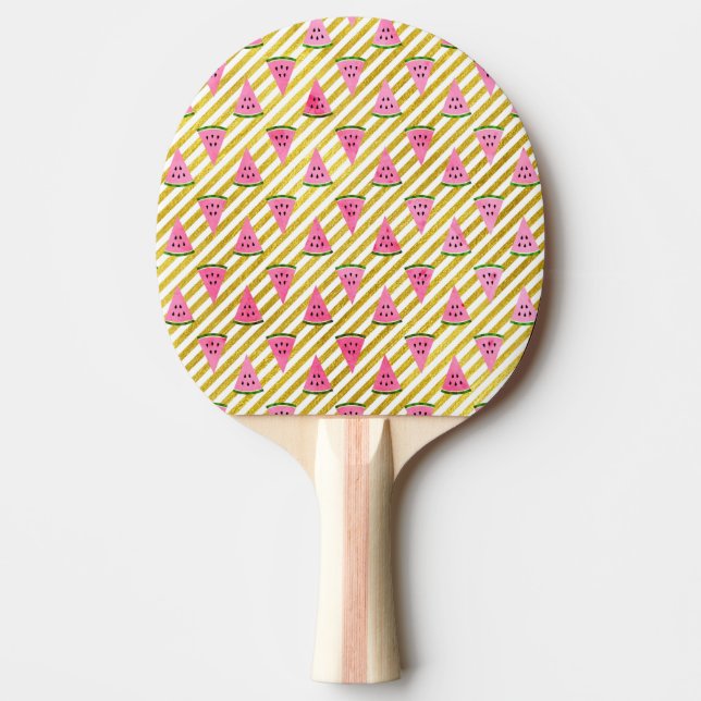 Pink Watermelon and Yellow Stripe Summer Pattern Ping Pong Paddle (Front)