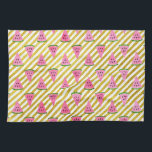 Pink Watermelon and Yellow Stripe Summer Pattern Tea Towel<br><div class="desc">Cute Pink Watermelon and Yellow Stripe Summer Pattern. This Fun Pink Watermelon with Black Seeds Fruit Print is perfect for a summer birthday gift.</div>