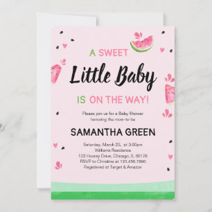 Pink Watermelon Baby Shower Invitation