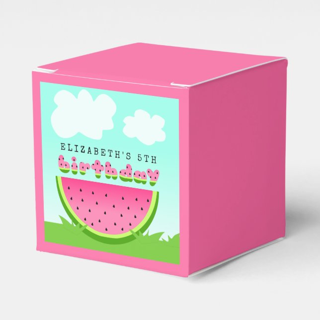 Pink Watermelon Birthday Picnic Party Favour Box (Front Side)