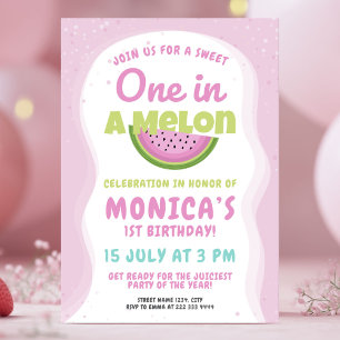 Pink Watermelon card Kids 1st Birthday Party