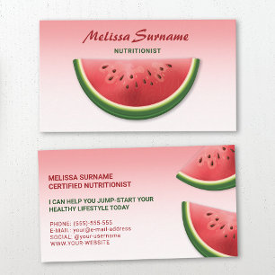 Pink Watermelon Fruit Slice Dietician Nutritionist Business Card