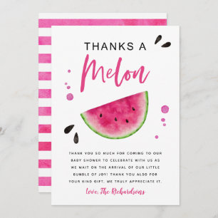 Pink Watermelon Girl's Baby Shower Thank You Card