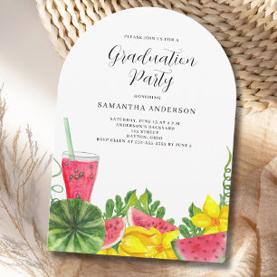 Pink Watermelon Graduation Party Invitation