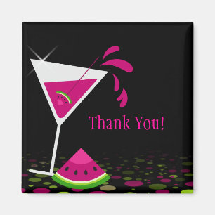 Pink Watermelon Martini Thank You Magnet