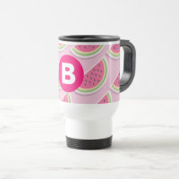 Pink Watermelon Pattern Circle Monogram