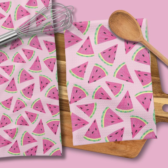 Pink watermelon pattern tea towel (PInk watermelon kitchen tea towel)