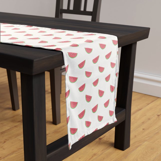 Pink Watermelon Slice Pattern Summer Party White Medium Table Runner (Watermelon Slices! Perfect for for summer! 🍉)