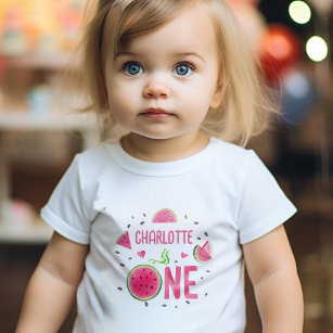 Pink watermelon, Summer Fruit Girl 1st Birthday Baby T-Shirt