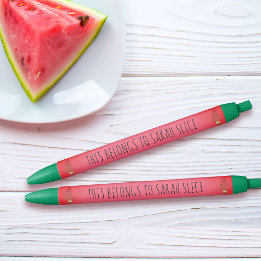 Pink Watermelon Tree Custom Name Christmas Black Ink Pen