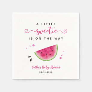 Pink Watermelon Watercolor Fruit Baby Shower Napkin