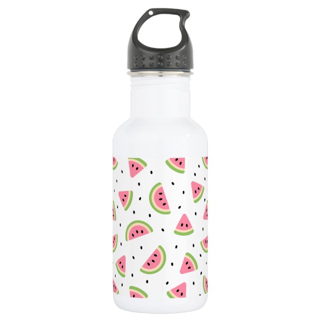 Pink Watermelons, Watermelon Seeds, Summer Pattern 532 Ml Water Bottle (Front)