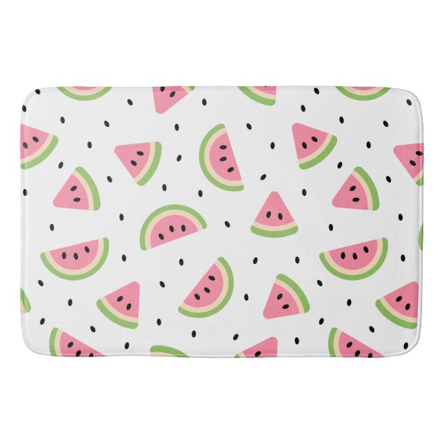 Pink Watermelons, Watermelon Seeds, Summer Pattern Bath Mat (Front)