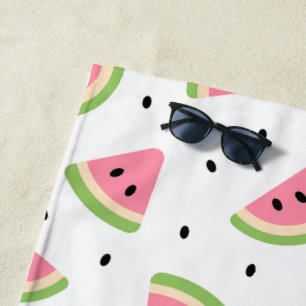 Pink Watermelons, Watermelon Seeds, Summer Pattern Beach Towel