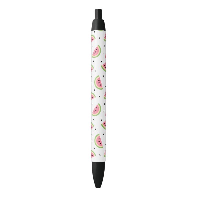Pink Watermelons, Watermelon Seeds, Summer Pattern Black Ink Pen (Front Vertical)