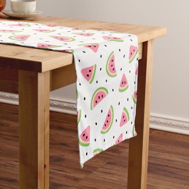 Pink Watermelons, Watermelon Seeds, Summer Pattern Medium Table Runner (In Situ)