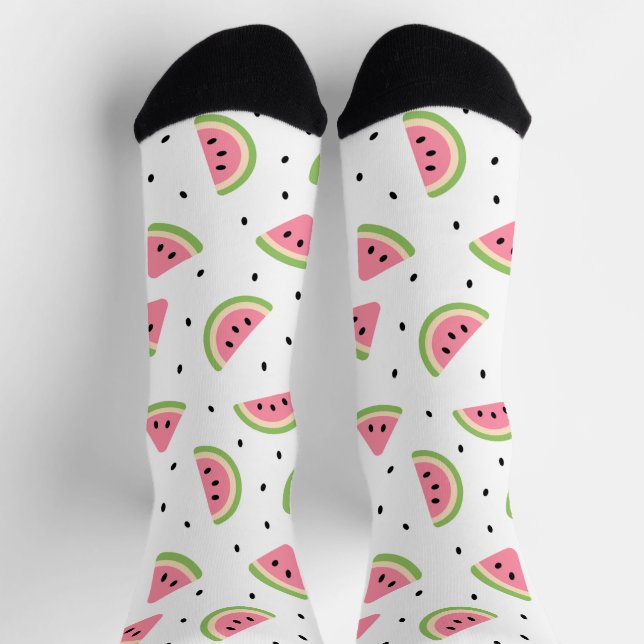 Pink Watermelons, Watermelon Seeds, Summer Pattern Socks (Top)