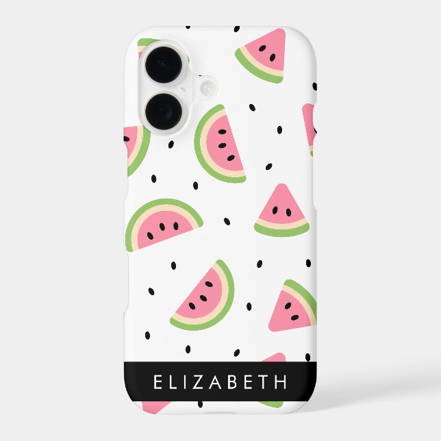 Pink Watermelons, Watermelon Seeds, Your Name iPhone Case (Back)