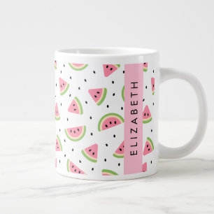 Pink Watermelons, Watermelon Seeds, Your Name Large Coffee Mug