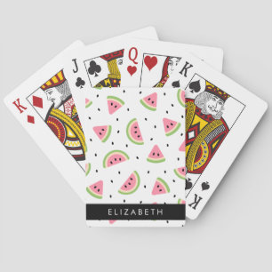 Pink Watermelons, Watermelon Seeds, Your Name Playing Cards