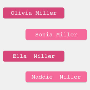 Pink waterproof name labels school daycare