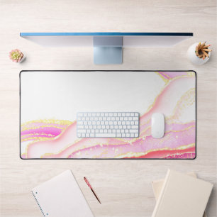 Pink Wave Background Desk Mat
