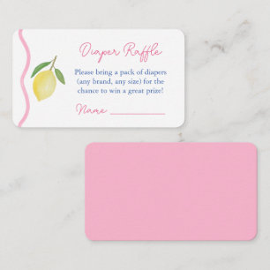Pink Wave Border Citrus Diaper Raffle Baby Shower Enclosure Card