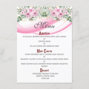 Pink Wave & Floral 4.5" x 6.25"  Menu