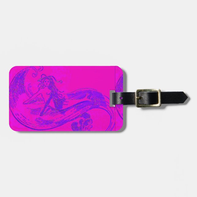 pink wave mermaid luggage tag (Front Horizontal)