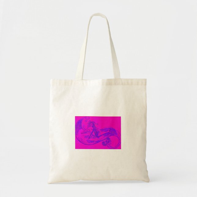 pink wave mermaid tote bag (Front)