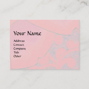 PINK WAVES, Abstract Green Gold Swirls Business Card