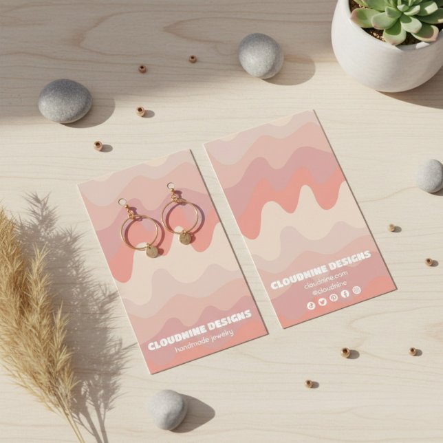 Pink Waves Earring Necklace Jewellery Display Card (Pink Waves Earring Necklace Jewelry Display Card
)