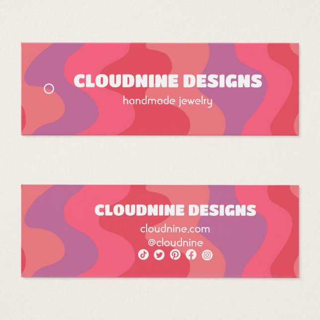 Pink Waves Hangtag Necklace Jewellery Display Card (Front & Back)