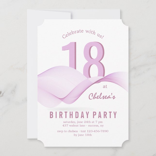 Pink Waves Invitation (Front)